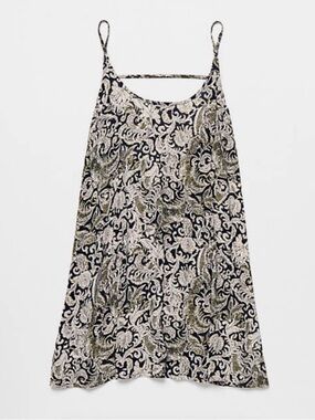 Free People Spring it on Paisley Print Slip Dress in Black and Cream